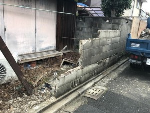 【名古屋市千種区】老朽化して傾いたブロック塀の解体工事10万円