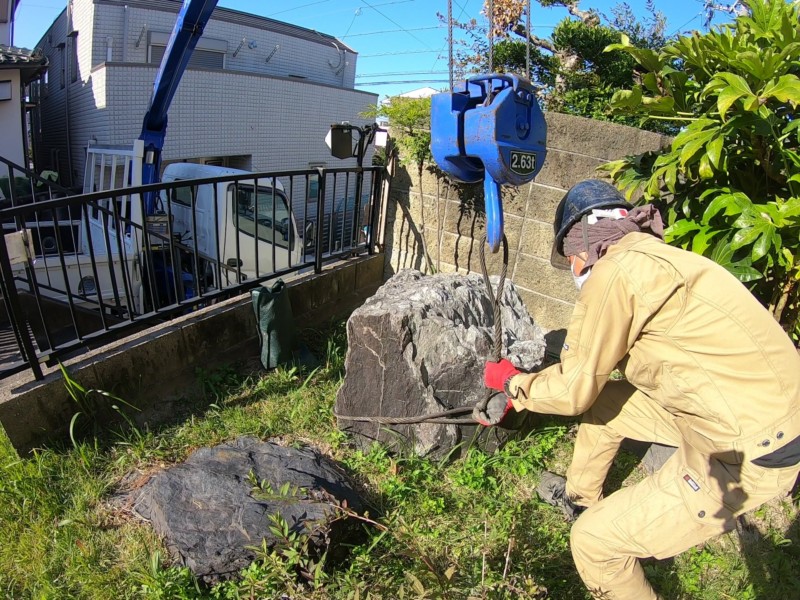愛知県春日井市の庭石の撤去処分