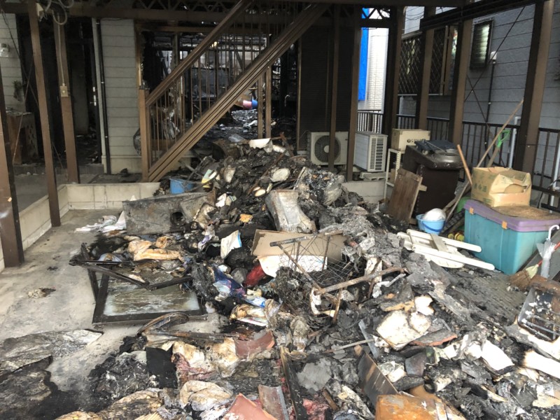 008愛知県春日井市の木造2階建て火災現場の解体工事