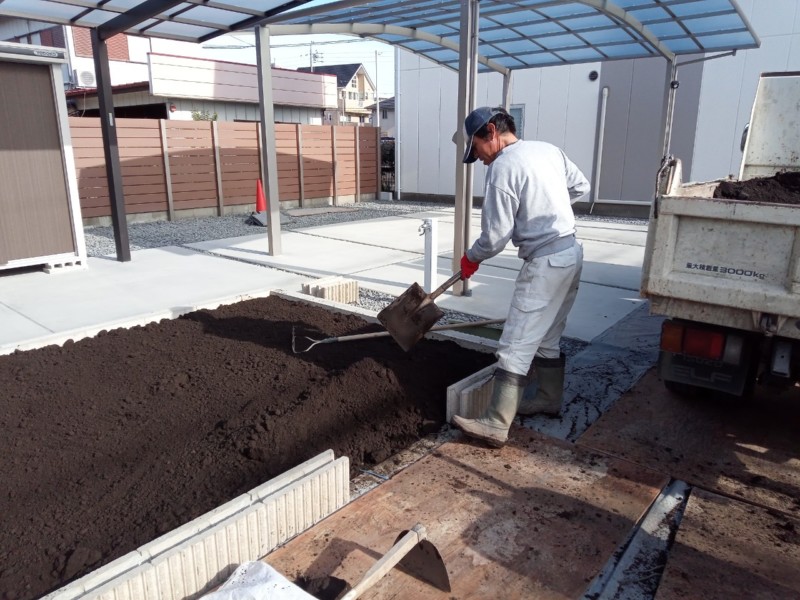 名古屋市守山区の外構工事6－花壇CB積み